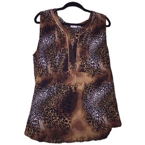 Kim Rogers | Animal Print | Sleeveless Blouse